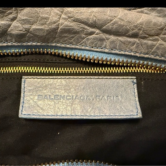 Balenciaga GGH Brief Bag Light Blue Handbag with Gold Accents - Picture 3 of 15